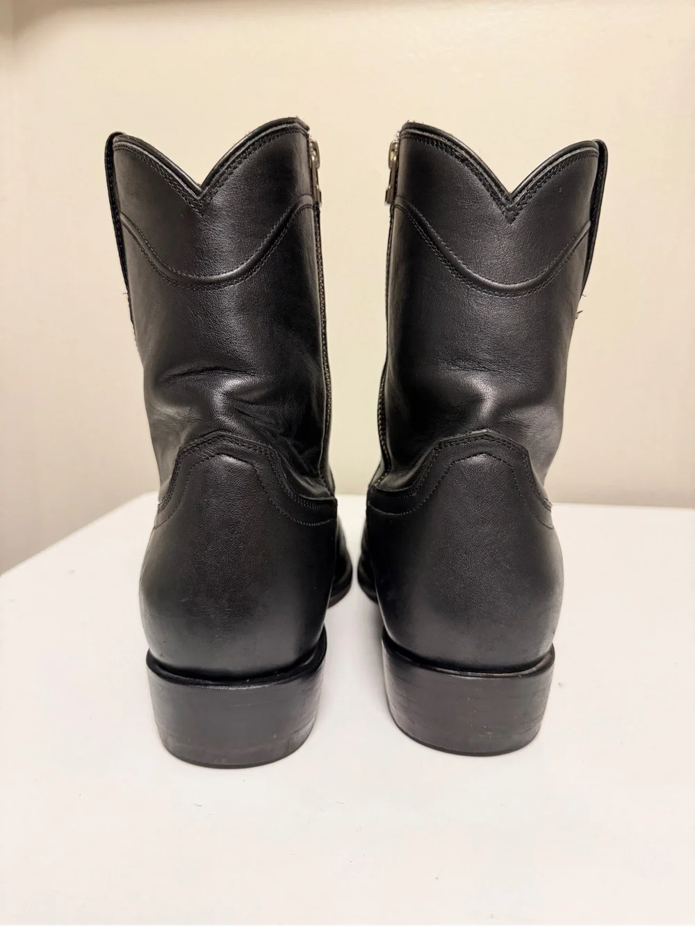 Tecovas The Dean Black Calfskin Leather Zip Cowboy Boots Men’s US 11 D